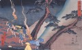 voyageurs sur un sentier de montagne la nuit Utagawa Hiroshige ukiyoe